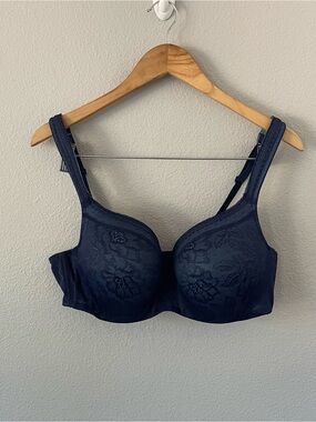 Cacique Modern Lace Covered LL Balconette Bra Size 40D Dark Blue